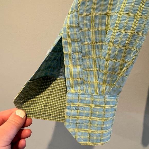 Bugatchi Uomo Flip Cuff Dress Shirt Plaid Long Sleeve Button Up Size L - Picture 6 of 11